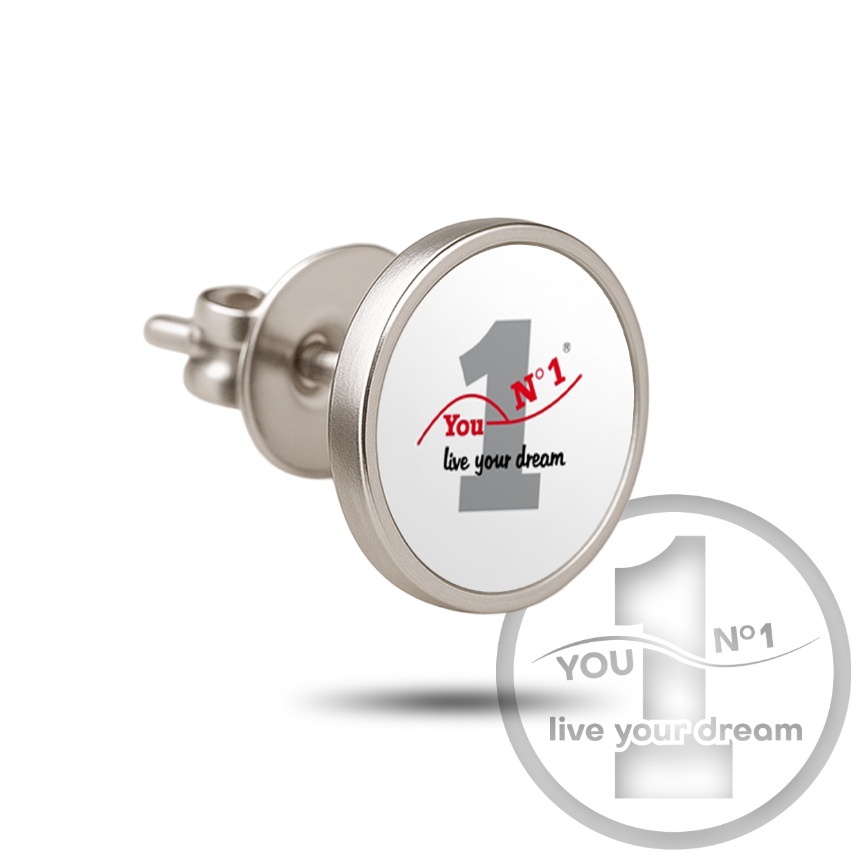 Anstecker (Metall + Gravur oder Druck, klassischer Pin-Verschluss) - Version 1