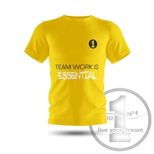 T-Shirt „Team work is essential” gelb