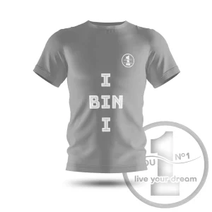 T-Shirt „I BIN I” grau