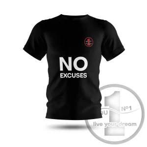 T-Shirt „No excuses” schwarz