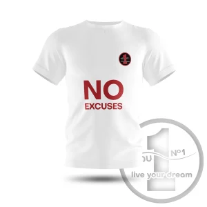 T-Shirt „No excuses” weiß